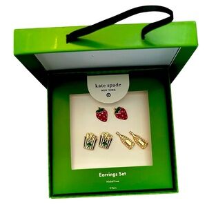 NIB Mixed Novelty Stud Earrings 3pk -Kate Spade new york x Target Red/Green/Gold